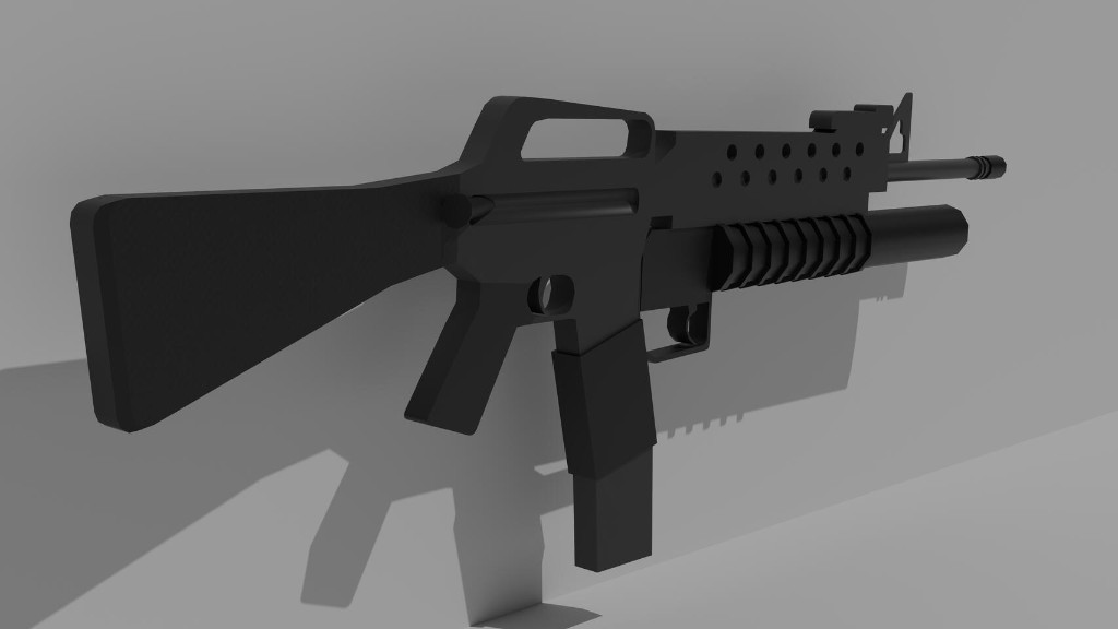 Low-poly black rifle 3D model render