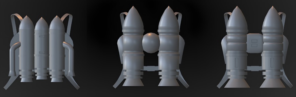 Jetpack model variations rendered on a dark background